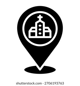 Ilustración vectorial de diseño de glifo de icono de iglesia