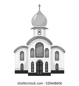 Church icon. Gray monochrome illustration of church vector icon for web