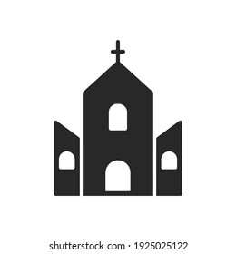 Church icon. Holy place building silhouette sign. Church outline black symbol. Vector isolated on white.