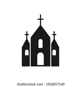 Church icon. Holy place building silhouette sign. Church outline black symbol. Vector isolated on white.