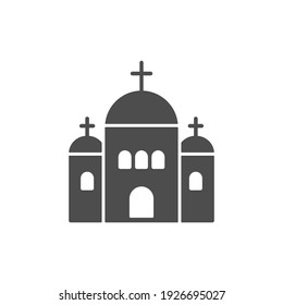 Church icon. Holy place building silhouette sign. Church outline black symbol. Vector isolated on white.