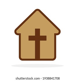 Church icon. House icon with christian cross symbol. Vector illustration. Conceptual religion icon.