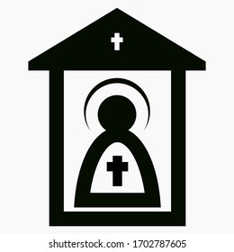 Church Icon. Illustration of church items. Iconostasis. Shrine. Tabernacle. Vector icon.