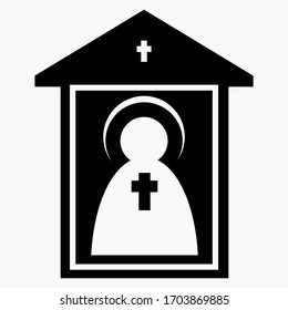 Church Icon. Illustration of church items. Iconostasis. Shrine. Tabernacle. Vector icon.