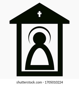 Church Icon. Illustration of church items. Iconostasis. Shrine. Tabernacle. Vector icon.
