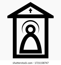 Church Icon. Illustration of church items. Iconostasis. Shrine. Tabernacle. Vector icon.