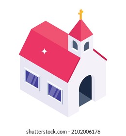 Church icon in isometric vector 


