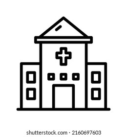 Church Icon. Line Art Style Design Isolated On White Background