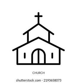 church icon. Line Art Style Design Isolated On White Background