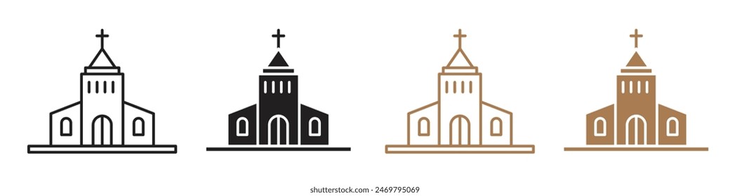 Church icon line art vector