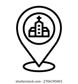 Ilustração de vetor de design de linha de ícone de igreja