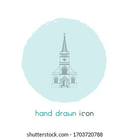 Church icon line element. Vector illustration of church icon line isolated on clean background for your web mobile app logo design.