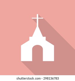 church icon with long shadow. 