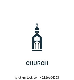 Church icon. Monochrome simple icon for templates, web design and infographics