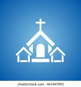 Church Icon on blue color.