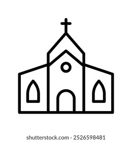 church icon. Outline style design isolated on white background