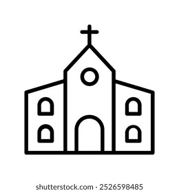 church icon. Outline style design isolated on white background