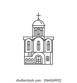 Church icon in outline style. Vector illustration with detalized church. Architecture and religion object.