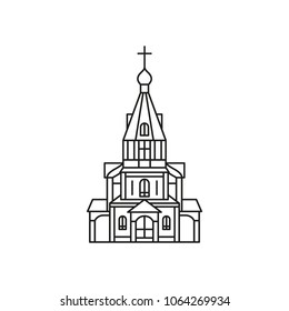 Church icon in outline style. Vector illustration with detalized church. Architecture and religion object.