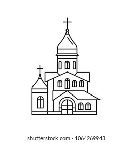 Church icon in outline style. Vector illustration with detalized church. Architecture and religion object.