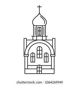 Church icon in outline style. Vector illustration with detalized church. Architecture and religion object.