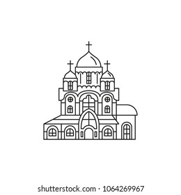 Church icon in outline style. Vector illustration with detalized church. Architecture and religion object.