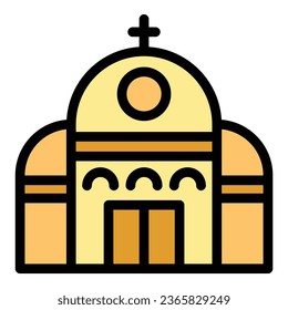 Church icon outline vector. Sea landmark. Zagreb building color flat