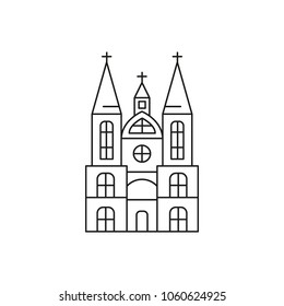 Church icon. Outline church vector icon for web design isolated on white background