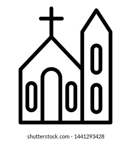 Church icon. Outline church vector icon for web design isolated on white background