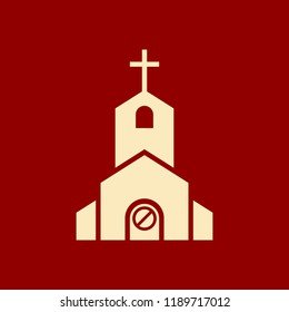 Church icon, Religion building, christian, christianity temple icon with not allowed sign. Church icon and block, forbidden, prohibit symbol. Vector