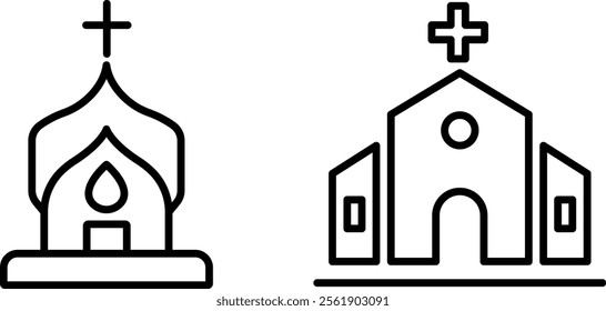 "Church Icon – Religious Building and Spiritual Place Concept Illustration"