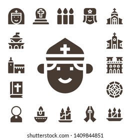 church icon set. 17 filled church icons.  Collection Of - Nun, Government, Church, Priest, Bible, Notre dame, Stained glass, Cemetery, Candle, Candles, Russian, Prayer