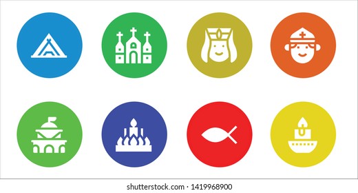 church icon set. 8 filled church icons.  Simple modern icons about  - , Government, Church, Candle, Armenian, Christianity, Priest