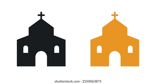 Church icon set in black and colored version