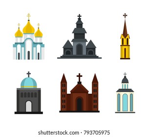 Church icon set. Flat set of church vector icons for web design isolated on white background