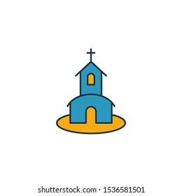Church icon set. Four elements in diferent styles from honeymoon icons collection. Creative church icons filled, outline, colored and flat symbols.