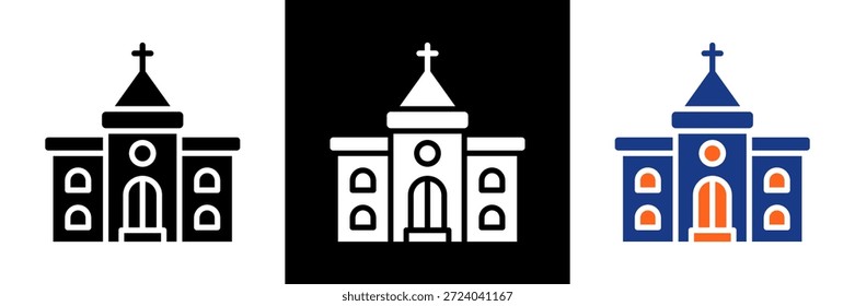 Conjunto de iconos de iglesia Ilustración vectorial de glifos