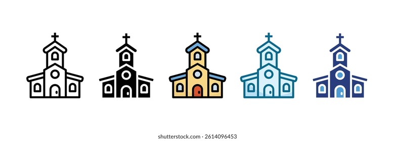 Church Icon Set Multiple Style Collection