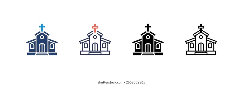 Church icon set multiple style collection