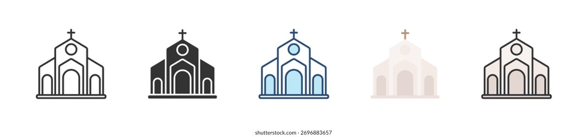 Ícone Igreja Definir Coleção de Vários Estilos