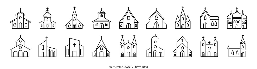 Church icon set. Religion icon set.