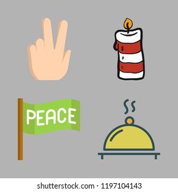 church icon set. vector set about supper, candle and peace icons set.
