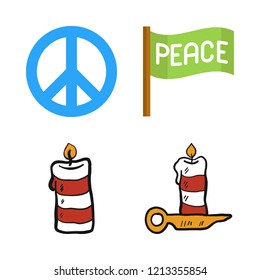 church icon set. vector set about candle and peace icons set.