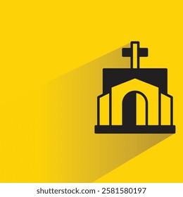 church icon with shadow on yellow background