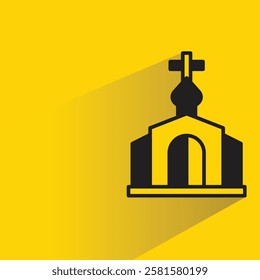 church icon with shadow on yellow background