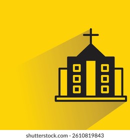 church icon with shadow on yellow background