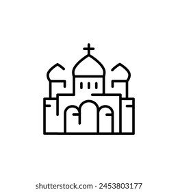 Church icon. Simple representation of a church, used to symbolize places of Christian worship or religious buildings. Vector illustration