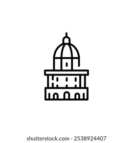Church icon. Simple representation of a church, used to symbolize places of Christian worship or religious buildings. Vector illustration
