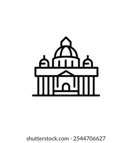 Church icon. Simple representation of a church, used to symbolize places of Christian worship or religious buildings. Vector illustration