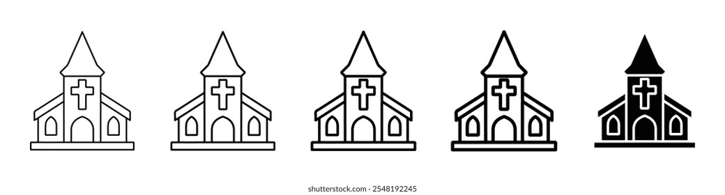 church icon Simple thin line logo set